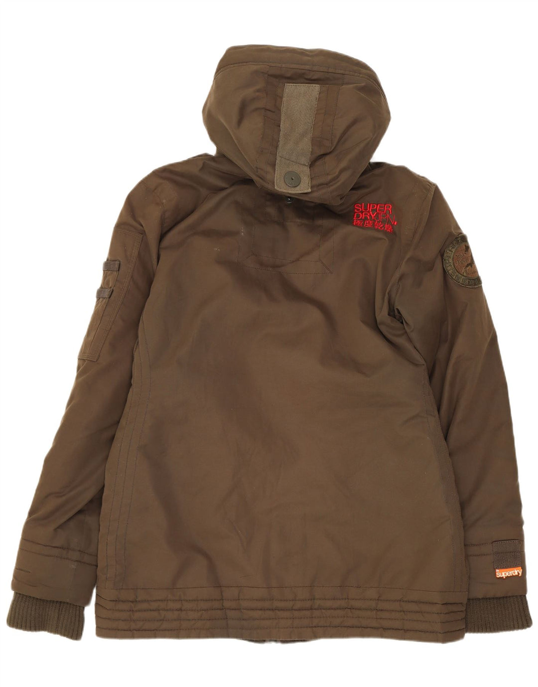 Jachetă de vânt cu glugă Superdry pentru femei UK 16 Poliester kaki mare