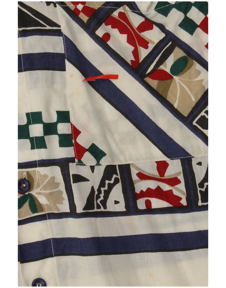 Cămașă cu mânecă scurtă pentru bărbați VINTAGE, albă, geometrică