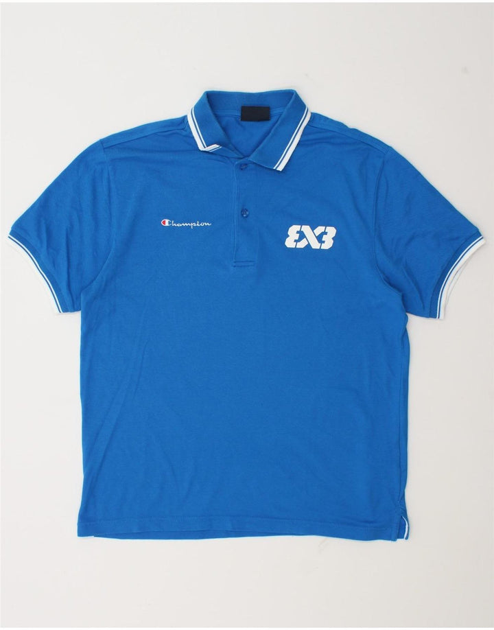 Tricou polo pentru bărbați Champion, din bumbac albastru mediu