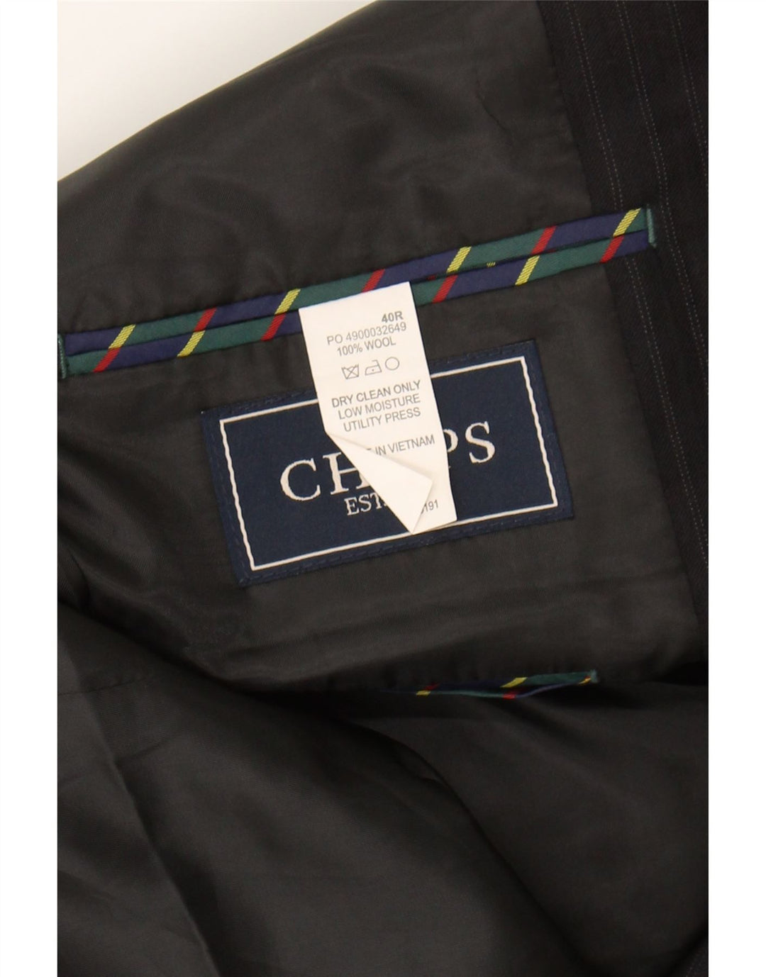 CHAPS Mens 2 Button Blazer Jacket UK 40 Large Black Striped Wool Vintage Chaps and Second-Hand Chaps from Messina Hembry 