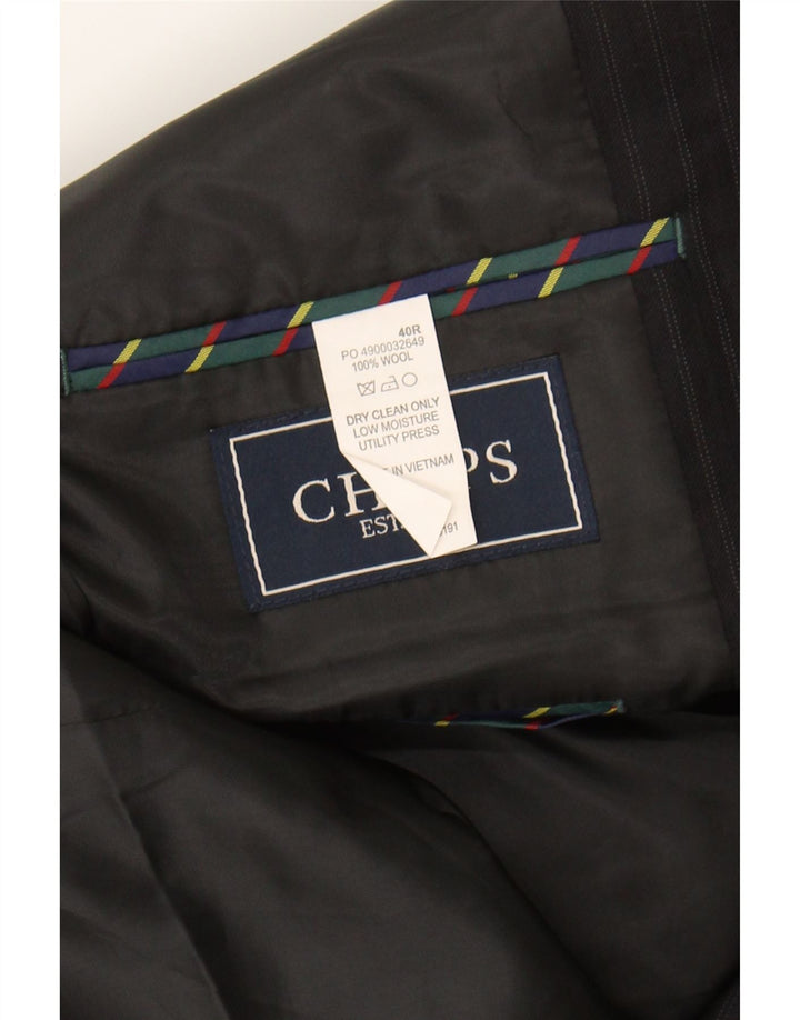 CHAPS Mens 2 Button Blazer Jacket UK 40 Large Black Striped Wool Vintage Chaps and Second-Hand Chaps from Messina Hembry 