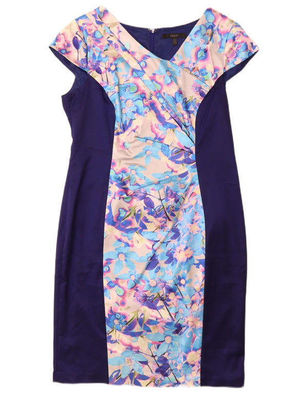 Coast Womens Sheath Dress UK 16 Large Navy Blue Floral Acetate