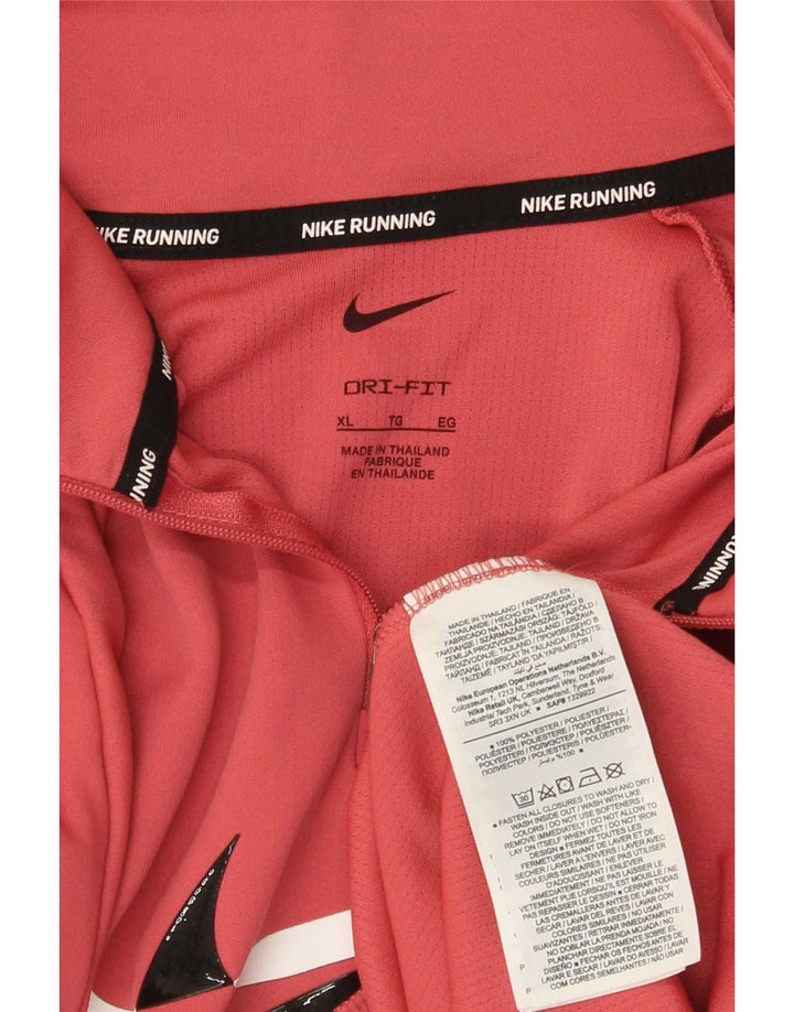 Top de trening Nike Dri Fit, cu fermoar și gât, pentru femei, UK 18 XL, poliester roz