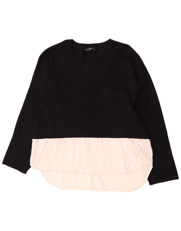 Pulover pentru femei Zara, cu gât de barcă, UK 14 Medium Black Colorblock