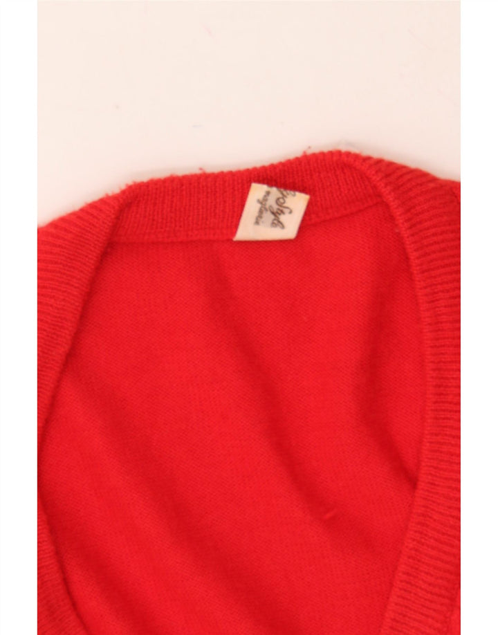 VINTAGE Womens V-Neck Jumper Sweater UK 16 Large Red Wool Vintage Vintage and Second-Hand Vintage from Messina Hembry 