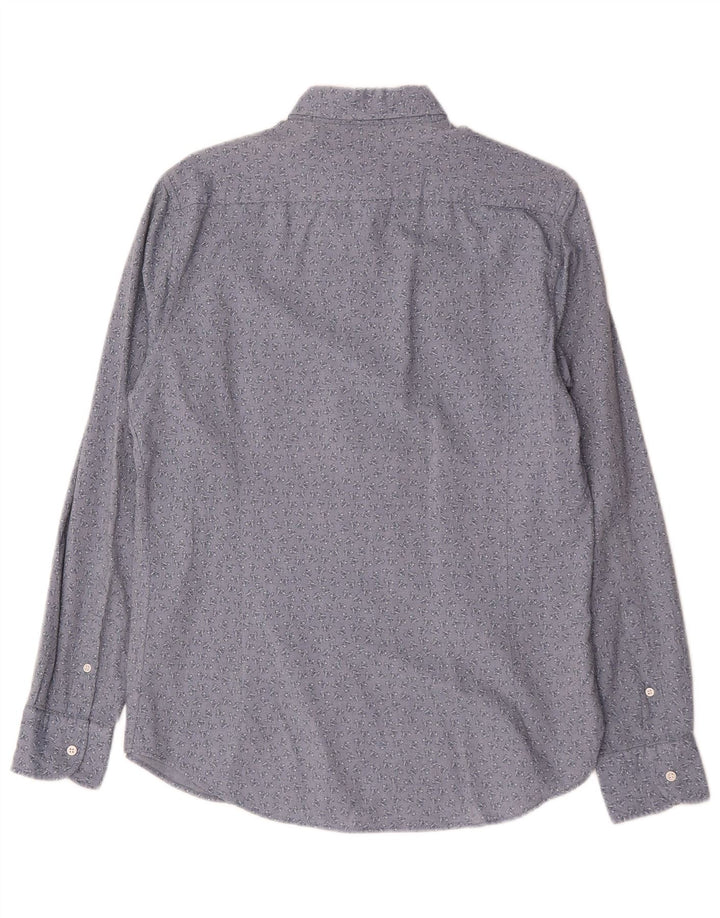 Cămașă Massimo Dutti pentru bărbați cu model abstract, bumbac, flori, albastru mediu