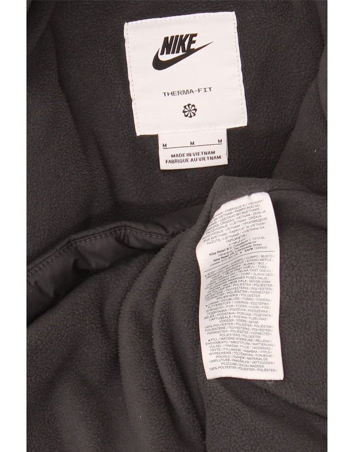 Jachetă căptușită cu glugă Nike Therma-Fit pentru bărbați UK 38 Poliester mediu negru