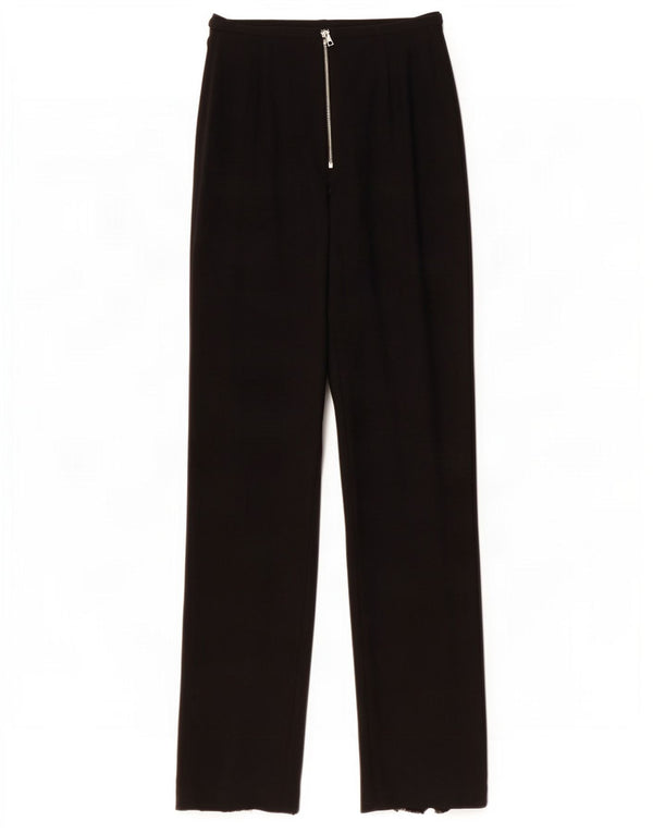 Pantaloni de costum drepți vintage pentru femei IT 42 Medium L28 L32 Lână neagră