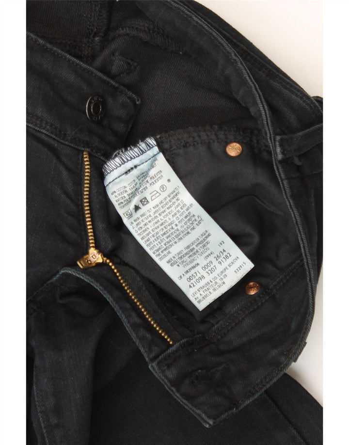 LEVI'S Womens 571 Slim Jeans W26 L34 Black Cotton Vintage Levi's and Second-Hand Levi's from Messina Hembry 