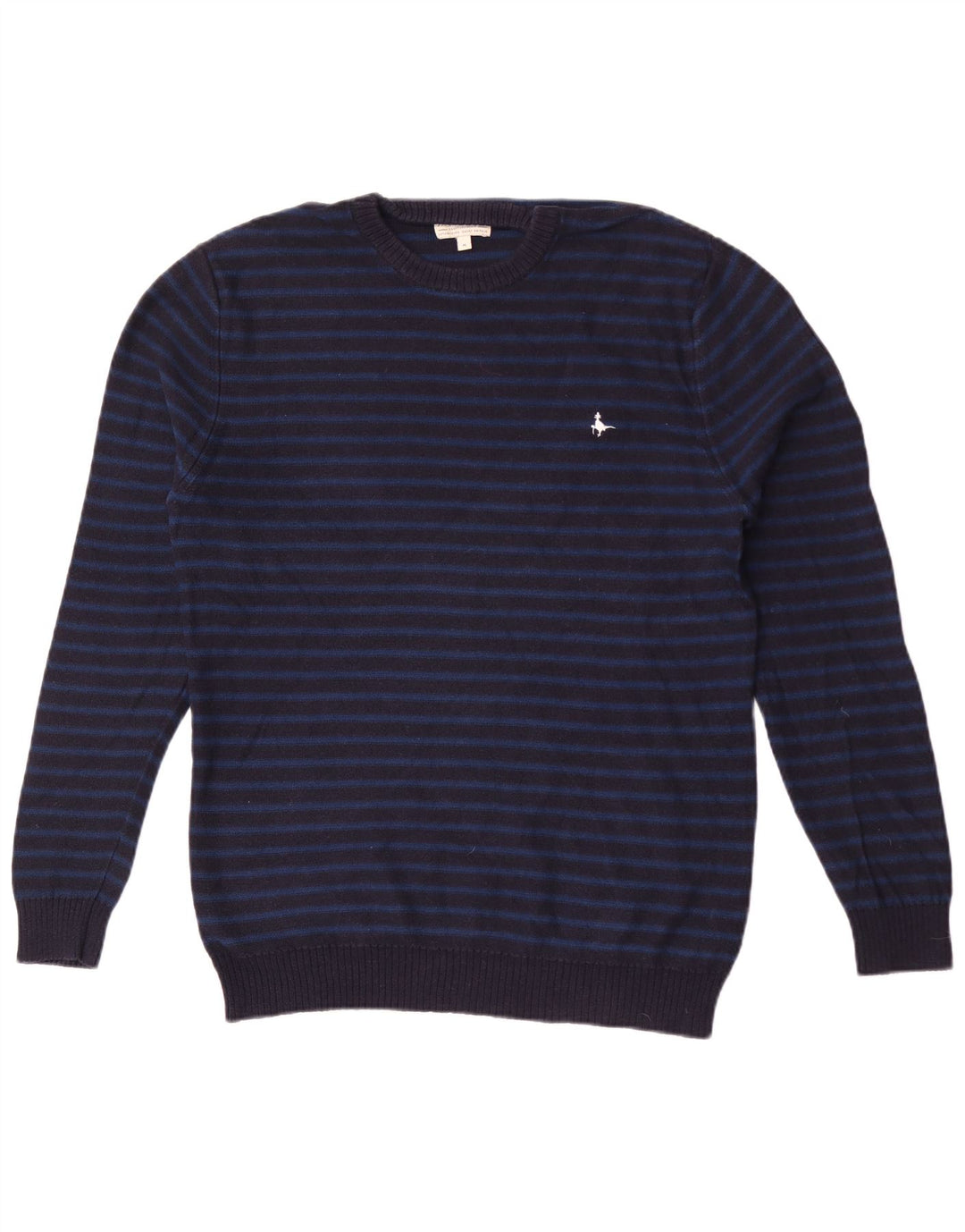Pulover Jack Wills pentru bărbați cu gât roșu, bumbac cu dungi, albastru bleumarin mediu