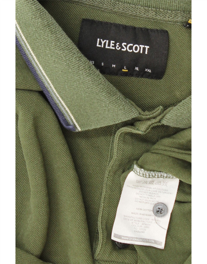 Tricou polo pentru bărbați Lyle & Scott, bumbac kaki mare