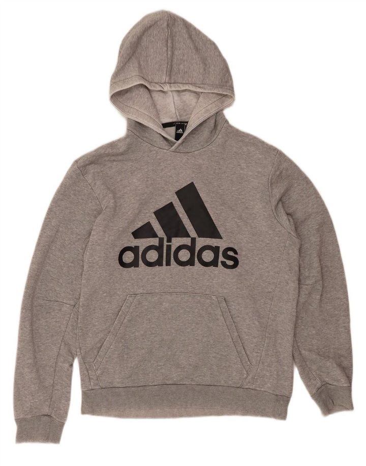 ADIDAS Mens Graphic Hoodie Jumper Medium Grey Cotton