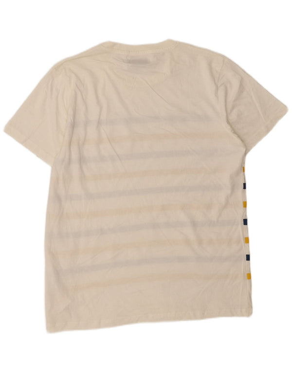 JACK & JONES Mens T-Shirt Top Large White Striped Cotton