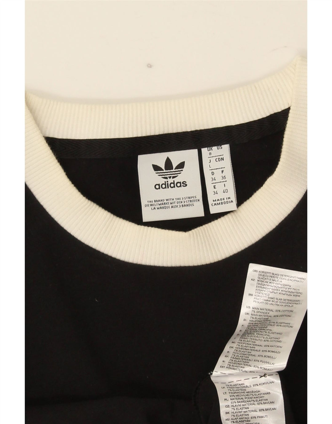 Top femei adidas cu mânecă lungă UK 8 mic bumbac negru