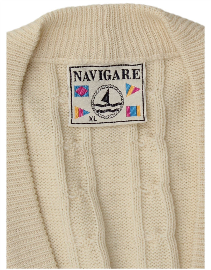 Pulover cardigan pentru bărbați Navigare XL alb