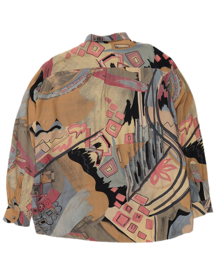 Cămașă vintage pentru bărbați supradimensionată cu model abstract, mare, retro, multicoloră