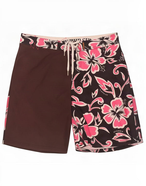 Sundek Pantaloni scurți de înot pentru bărbați Medium W33 Maro Poliester Floral