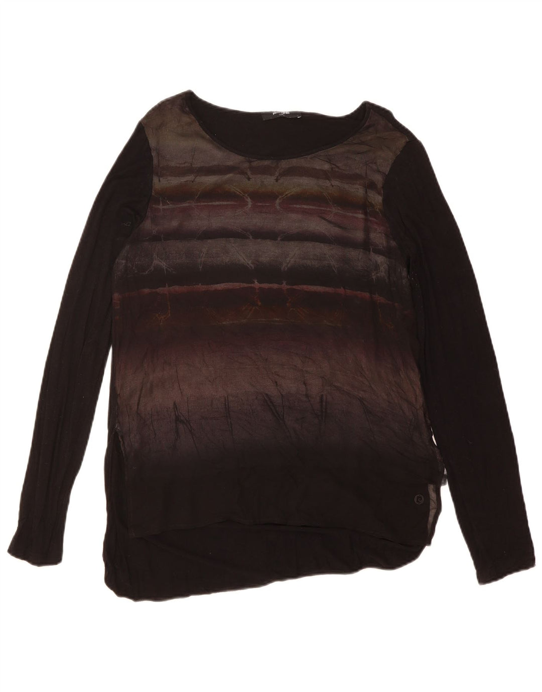 PIERRE CARDIN Womens Top Long Sleeve EU 38/40 Medium Black Geometric