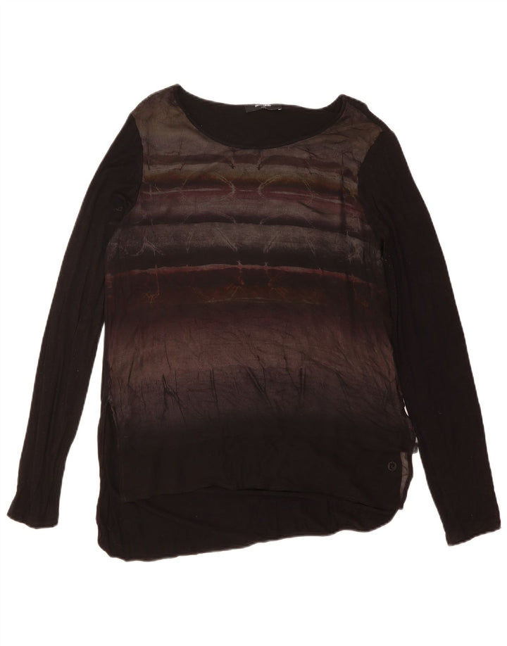 PIERRE CARDIN Womens Top Long Sleeve EU 38/40 Medium Black Geometric