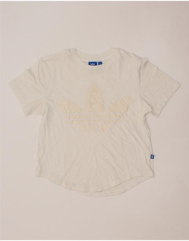 ADIDAS Womens Graphic T-Shirt Top UK 8 Small White Vintage Adidas and Second-Hand Adidas from Messina Hembry 