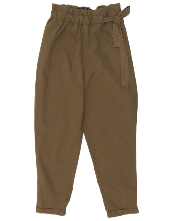 Pantaloni chino conici pentru femei cu talie înaltă Zara XS L24 L26 Kaki Poliester