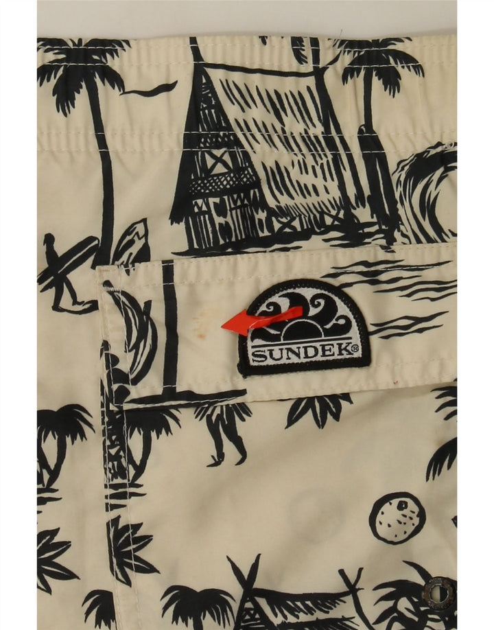 Sundek Pantaloni scurți de înot grafic pentru bărbați 2XL din poliester alb