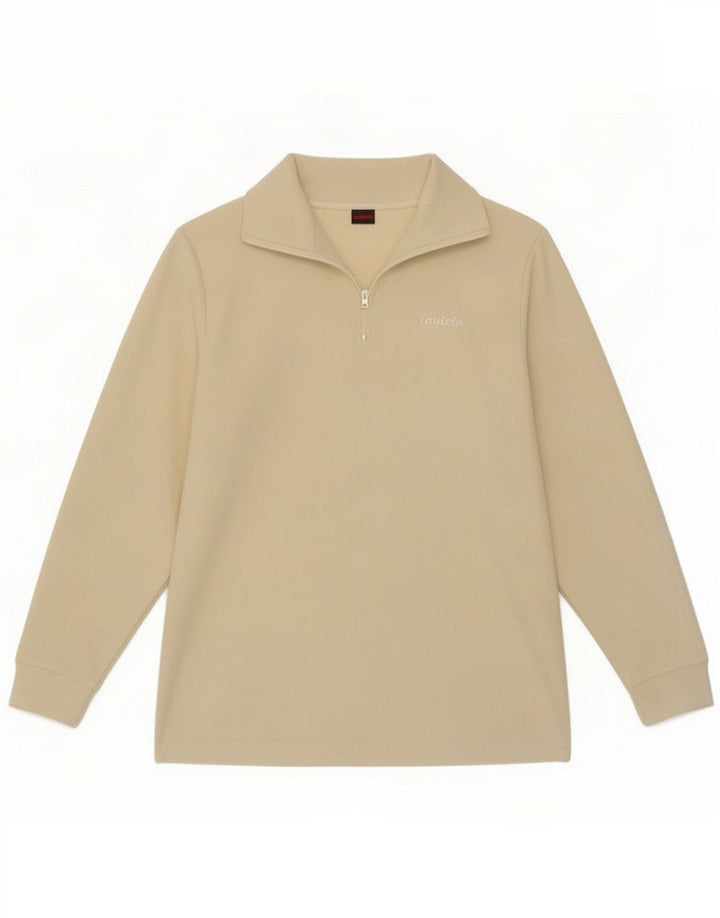 Jumper Invicta pentru femei, cu fermoar și gât, din lână UK 12 Medium Off White Poliester