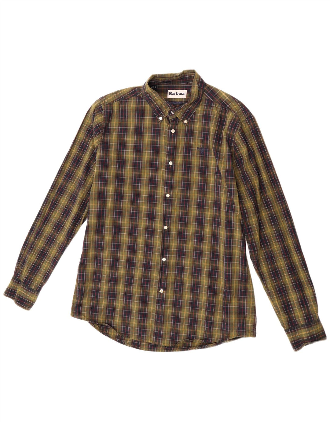 Cămașă pentru bărbați Barbour Tailored Fit, bumbac cu carouri mare, kaki