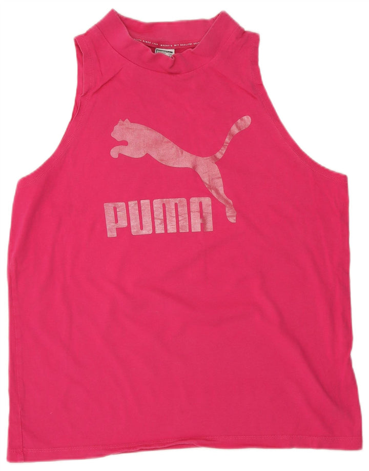 PUMA Womens Graphic Vest Top UK 10 Small Pink Cotton