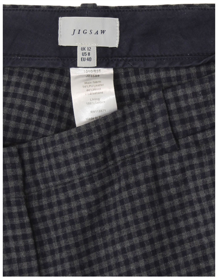 Pantaloni casual pentru femei Jigsaw UK 12 Medium W32 L28 Bleumarin Vichy