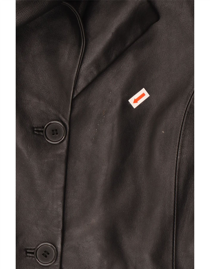 Palton de piele Cofi pentru femei UK 12 Medium Black Leather