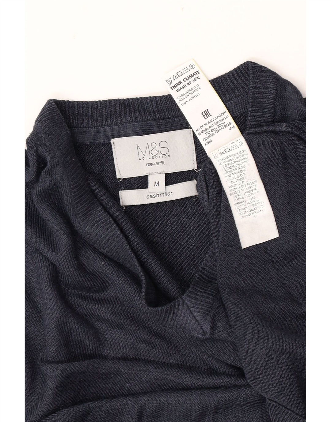 Pulover cu decolteu în V Marks & Spencer pentru bărbați, mediu bleumarin