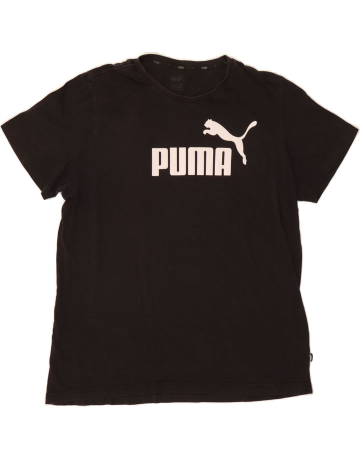 PUMA Mens Graphic T-Shirt Top XL Black Vintage Puma and Second-Hand Puma from Messina Hembry 