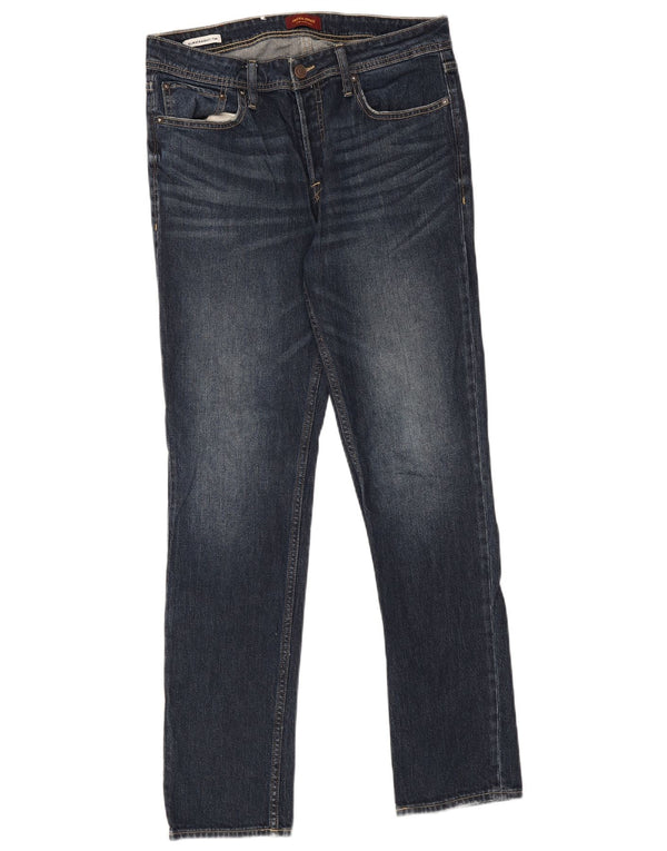 Jack & Jones Mens Tim Slim Straight Jeans W32 L34 Blue Cotton