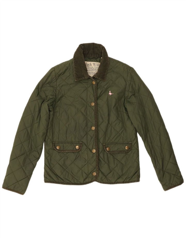 Jack Wills Jachetă matlasată pentru femei UK 10 Small Green Nylon