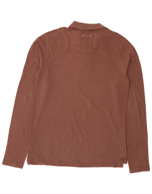 Tricou polo cu mânecă lungă pentru bărbați Fat Face, bumbac maro mediu
