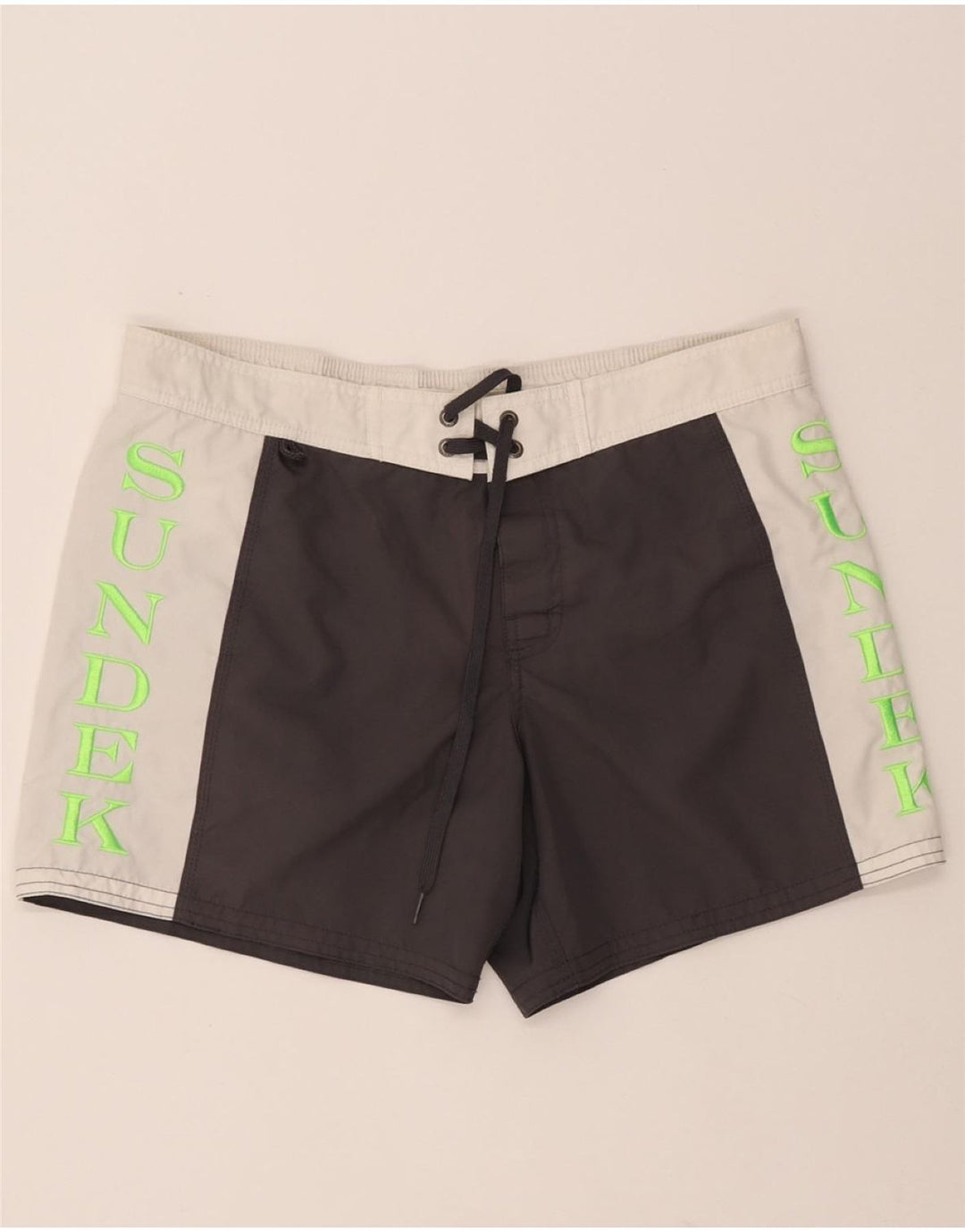 Sundek Mens Graphic Swimming Shorts Large Grey Colourblock