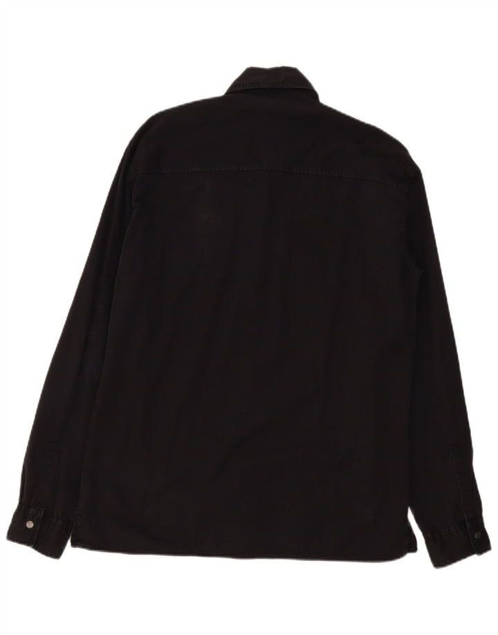 Cămașă Trussardi pentru bărbați din denim, bumbac mediu negru