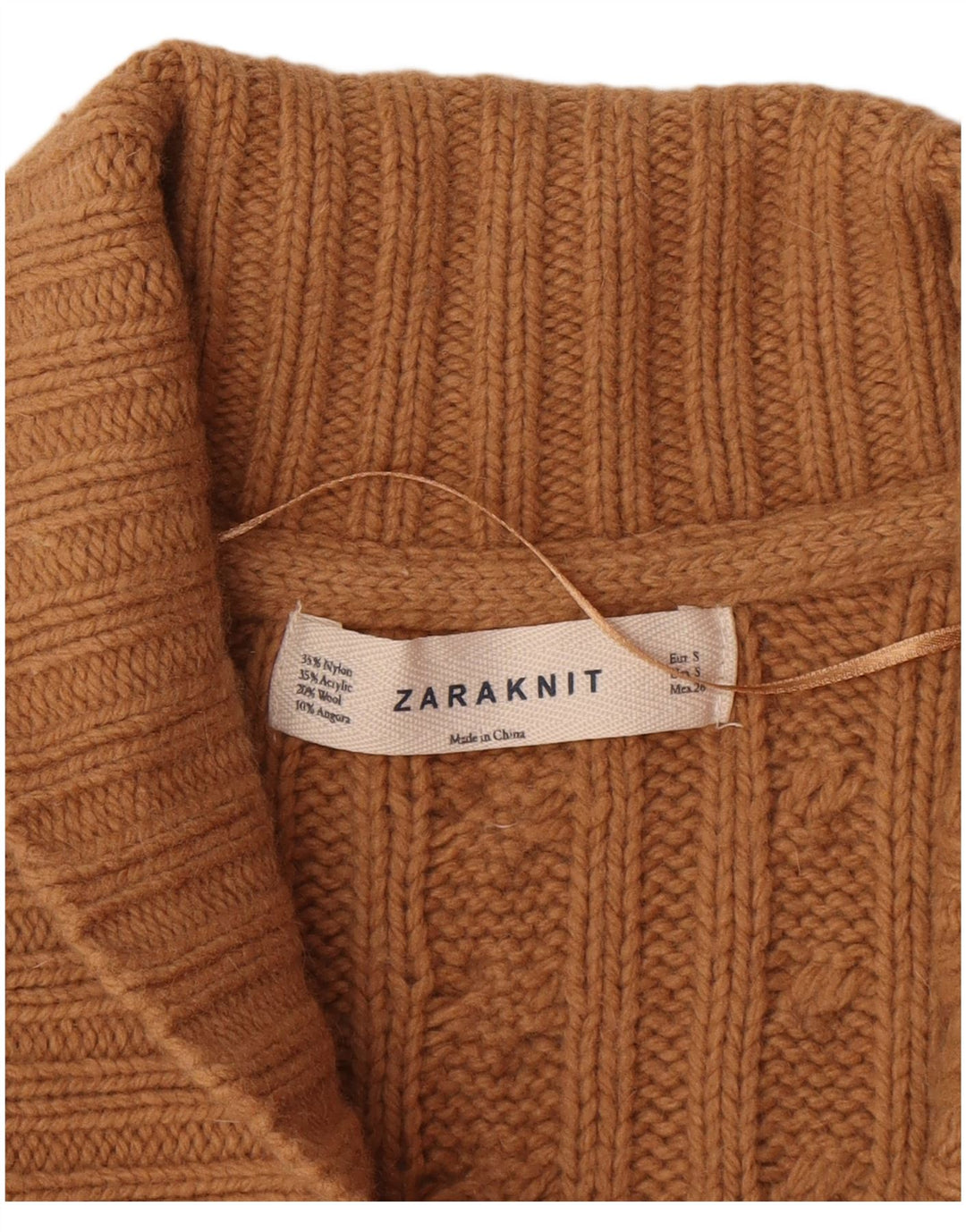 Pulover cardigan pentru femei Zara UK 10 mic maro nailon