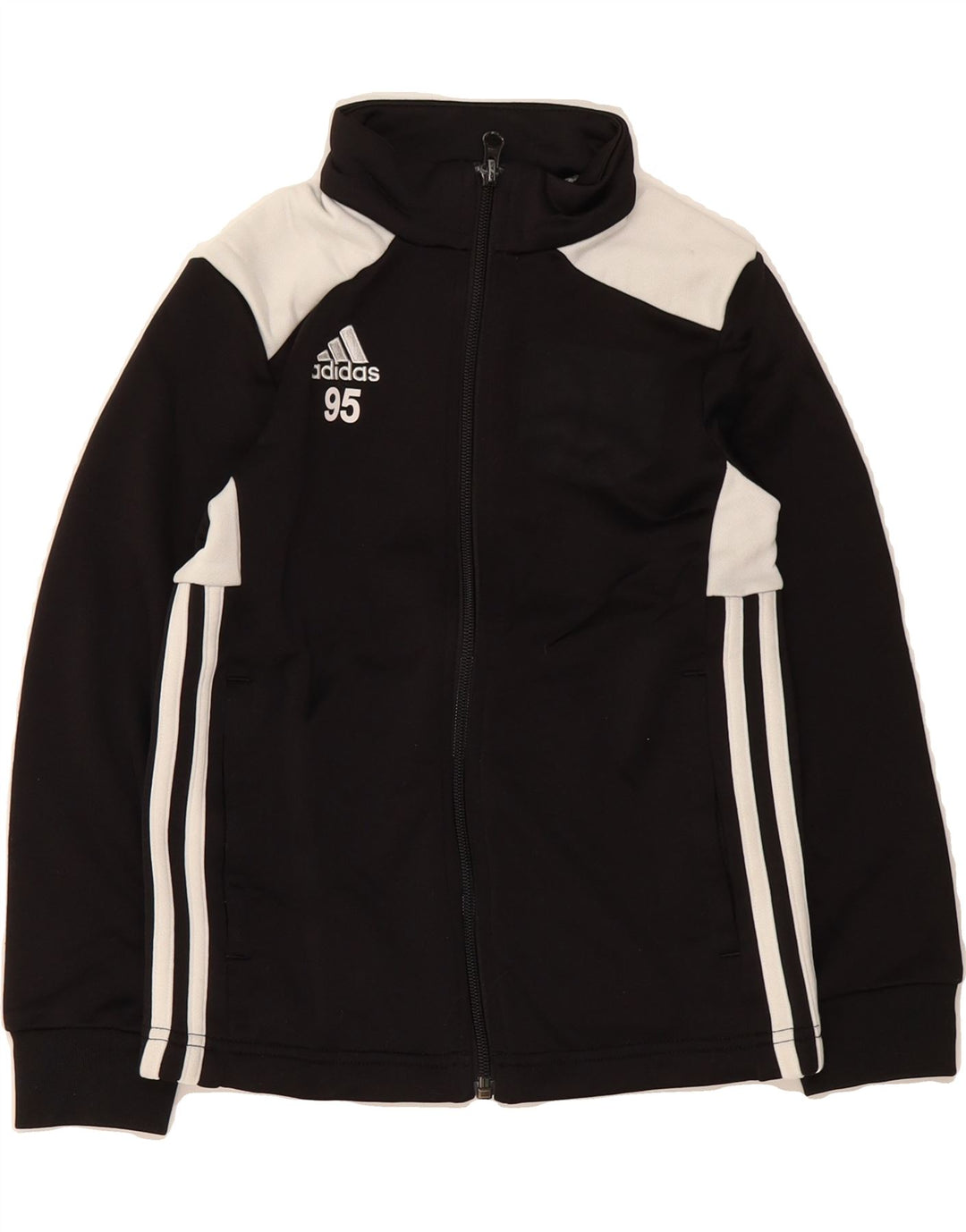 ADIDAS Boys Tracksuit Top Jacket 7-8 Years Black Colourblock Polyester Vintage Adidas and Second-Hand Adidas from Messina Hembry 