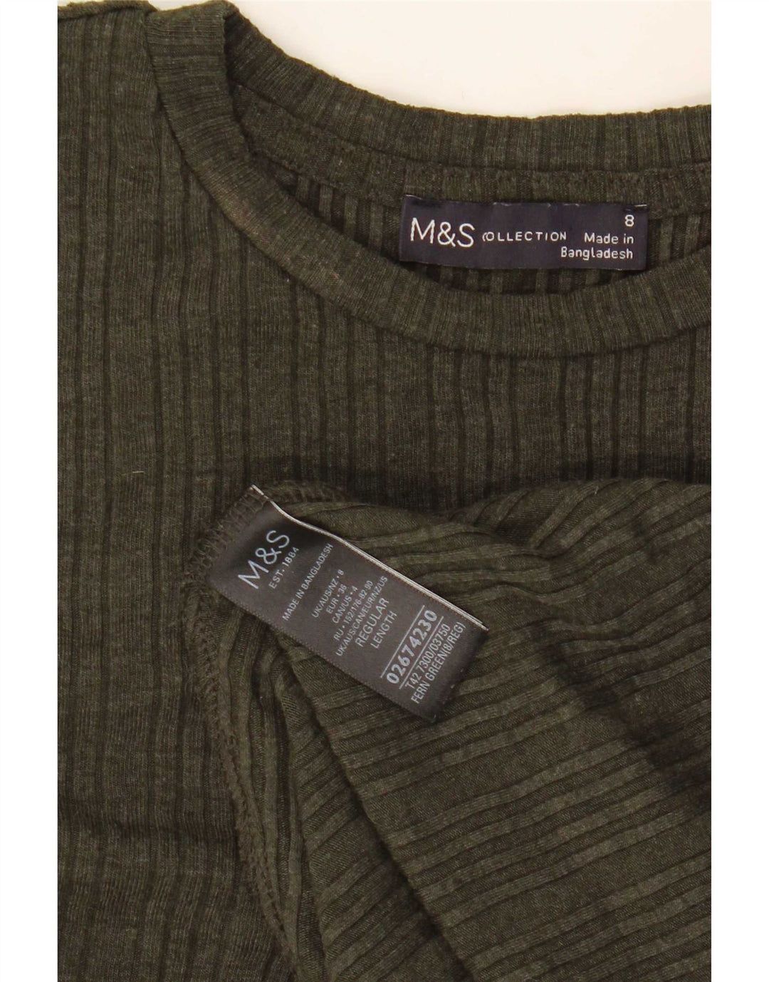 Rochie A-Line pentru femei Marks & Spencer cu mâneci lungi UK 8 Poliester kaki mic