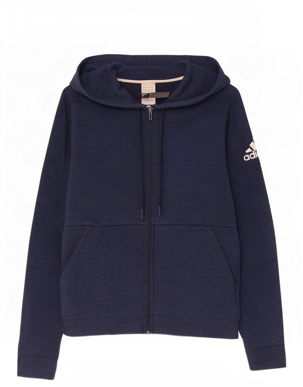 Pulover Adidas pentru bărbați, cu fermoar, bumbac, albastru, mediu