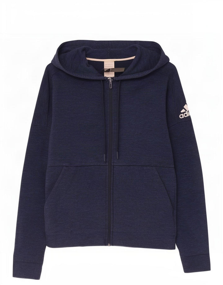 Pulover Adidas pentru bărbați, cu fermoar, bumbac, albastru, mediu