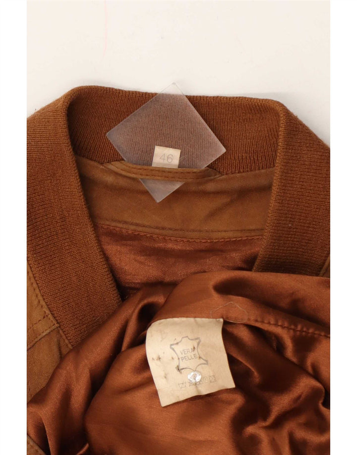 Bomber Vintage pentru bărbați din piele intoarsa IT 46 Mic Bej Piele