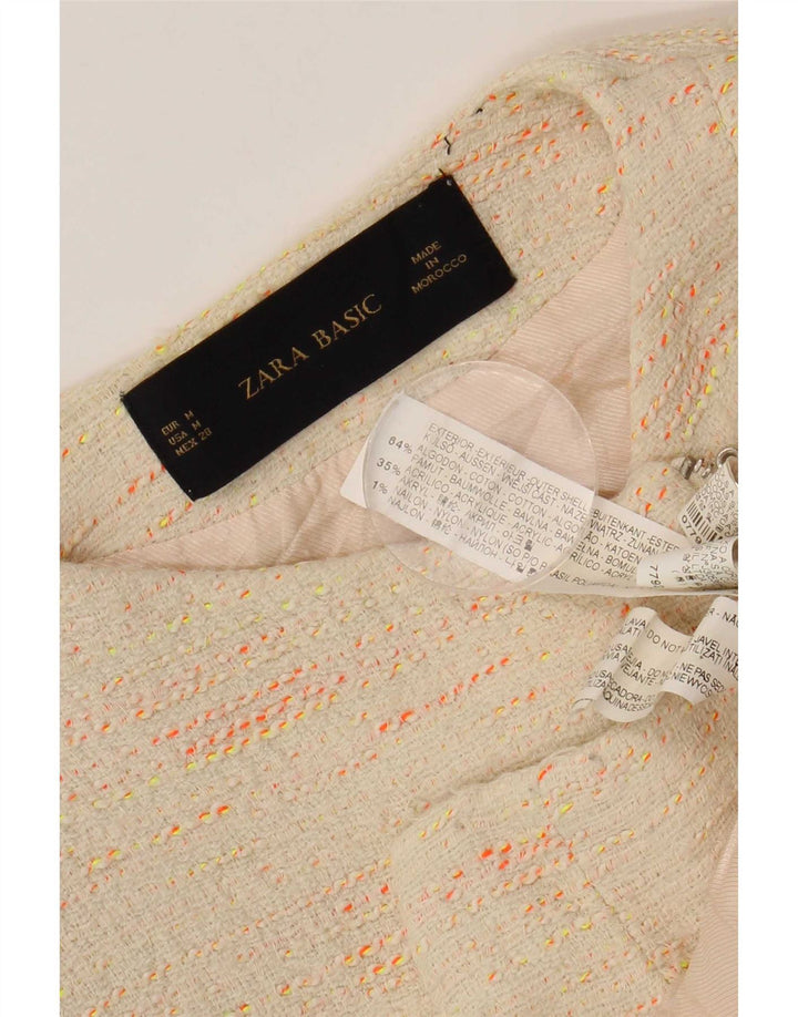 Jachetă Blazer pentru Damă Zara UK 12 Medium Bej Pete Bumbac