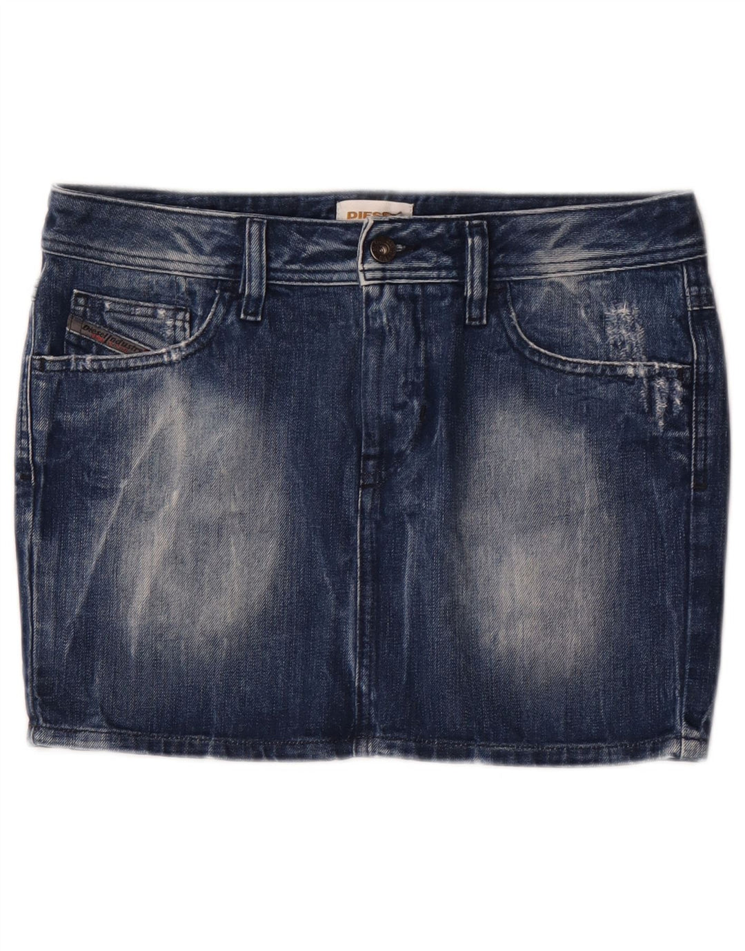 Fusta mini denim pentru femei Diesel W28, bumbac albastru mediu