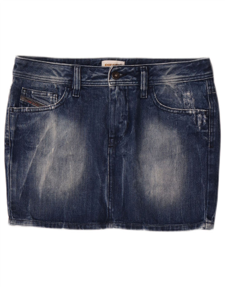 Fusta mini denim pentru femei Diesel W28, bumbac albastru mediu