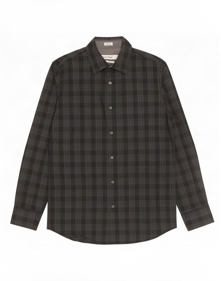 Cămașă pentru bărbați Calvin Klein Modern Fit, bumbac cu carouri mici, gri