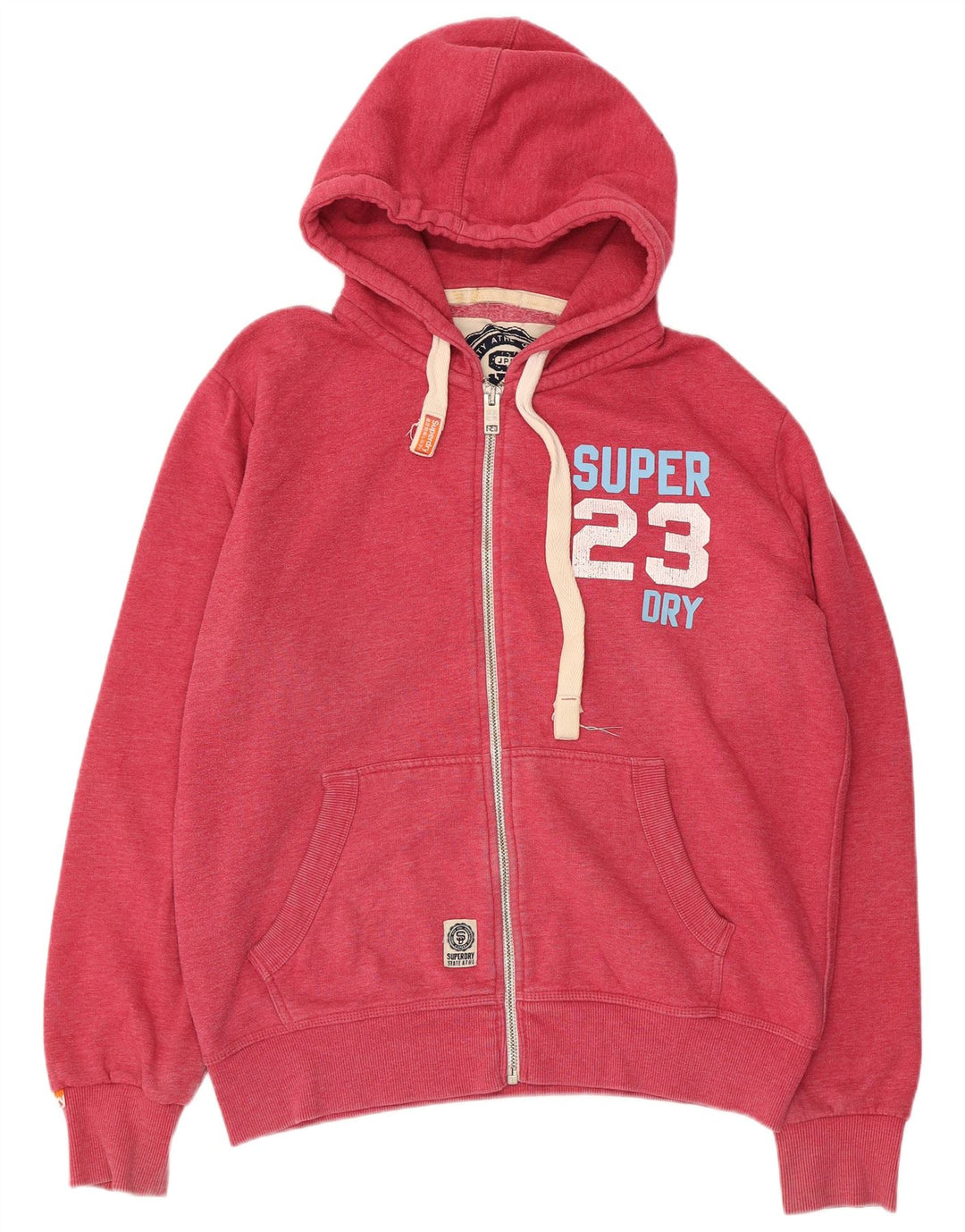 SUPERDRY Pulover cu glugă cu fermoar grafic pentru bărbați, bumbac roșu 2XL
