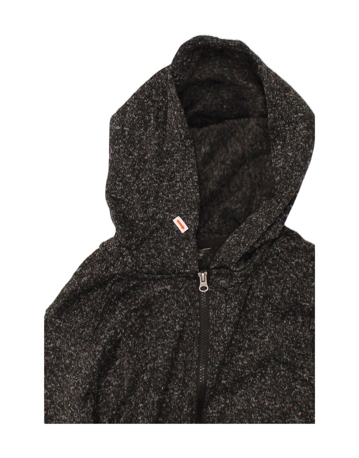 EDDIE BAUER Womens Zip Hoodie Sweater UK 14 Large Grey Flecked Polyester Vintage Eddie Bauer and Second-Hand Eddie Bauer from Messina Hembry 